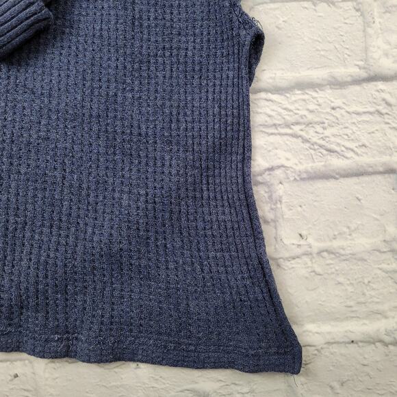 Free People Navy Waffle Thermal Boho Tunic with Fraying size Medium - Picture 4 of 16